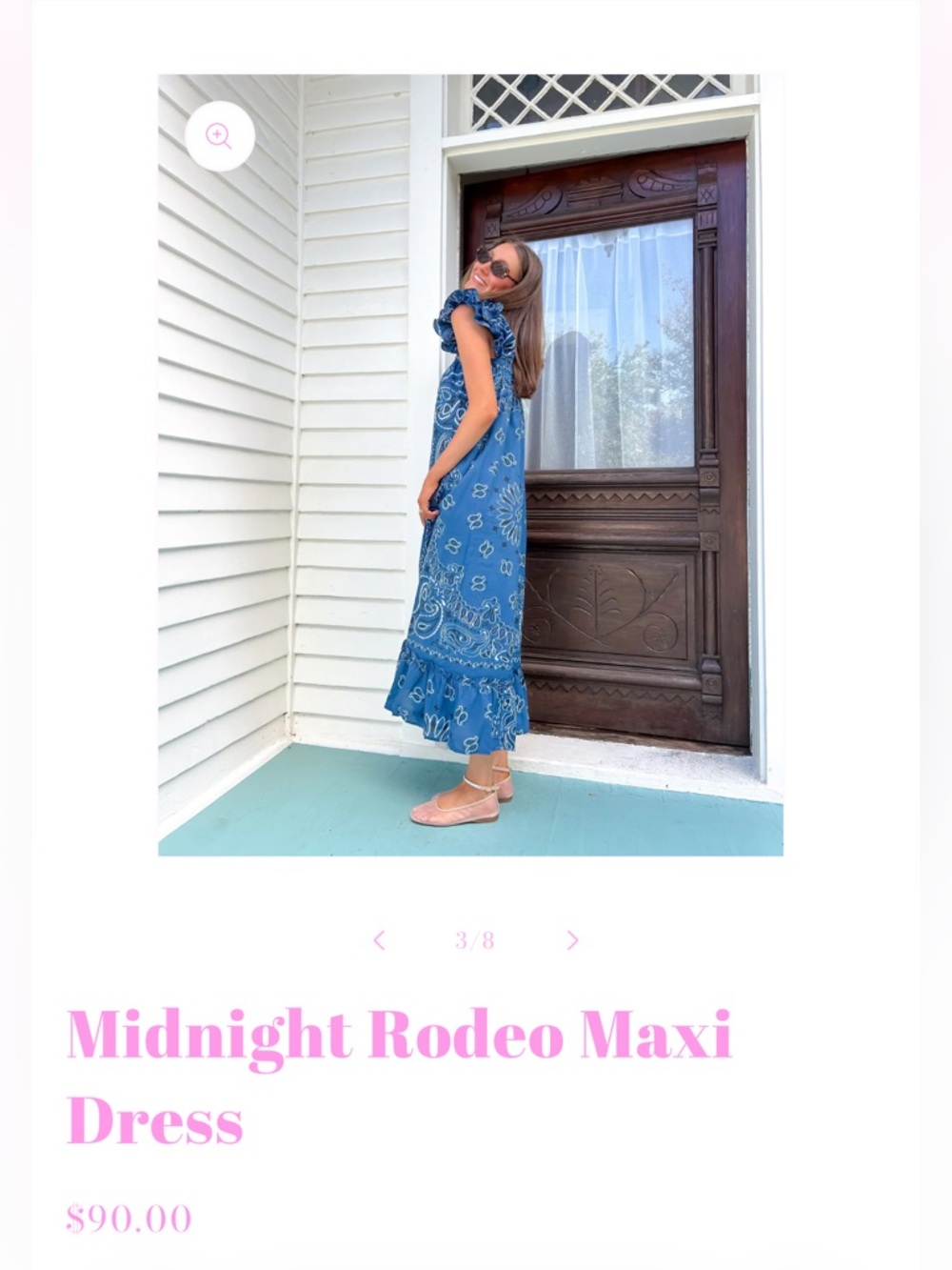 Blue Bandana-Print Maxi Dress with Ruffle Straps - Picture 3 of 5